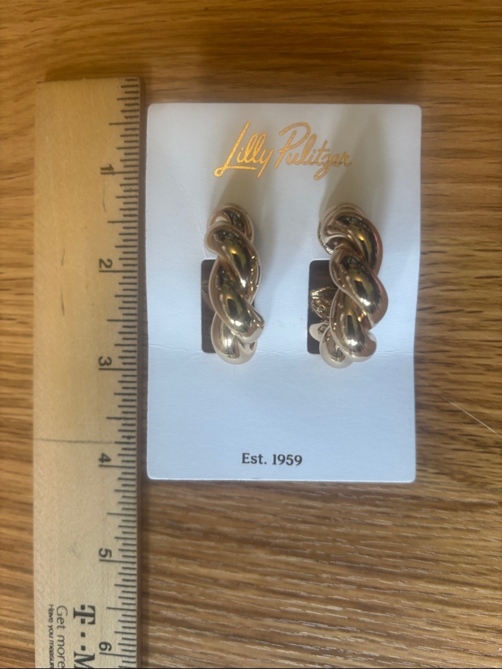 Lilly Pulitzer Gold Twisted Knot Earrings with Pink Print Pouch - Picture 4 of 4